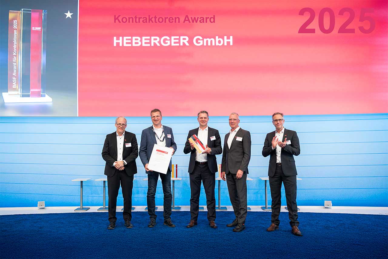 Auszeichnung für HEBERGER: Kontraktoren Award von BASF SE 2025 am Standort Ludwigshafen
