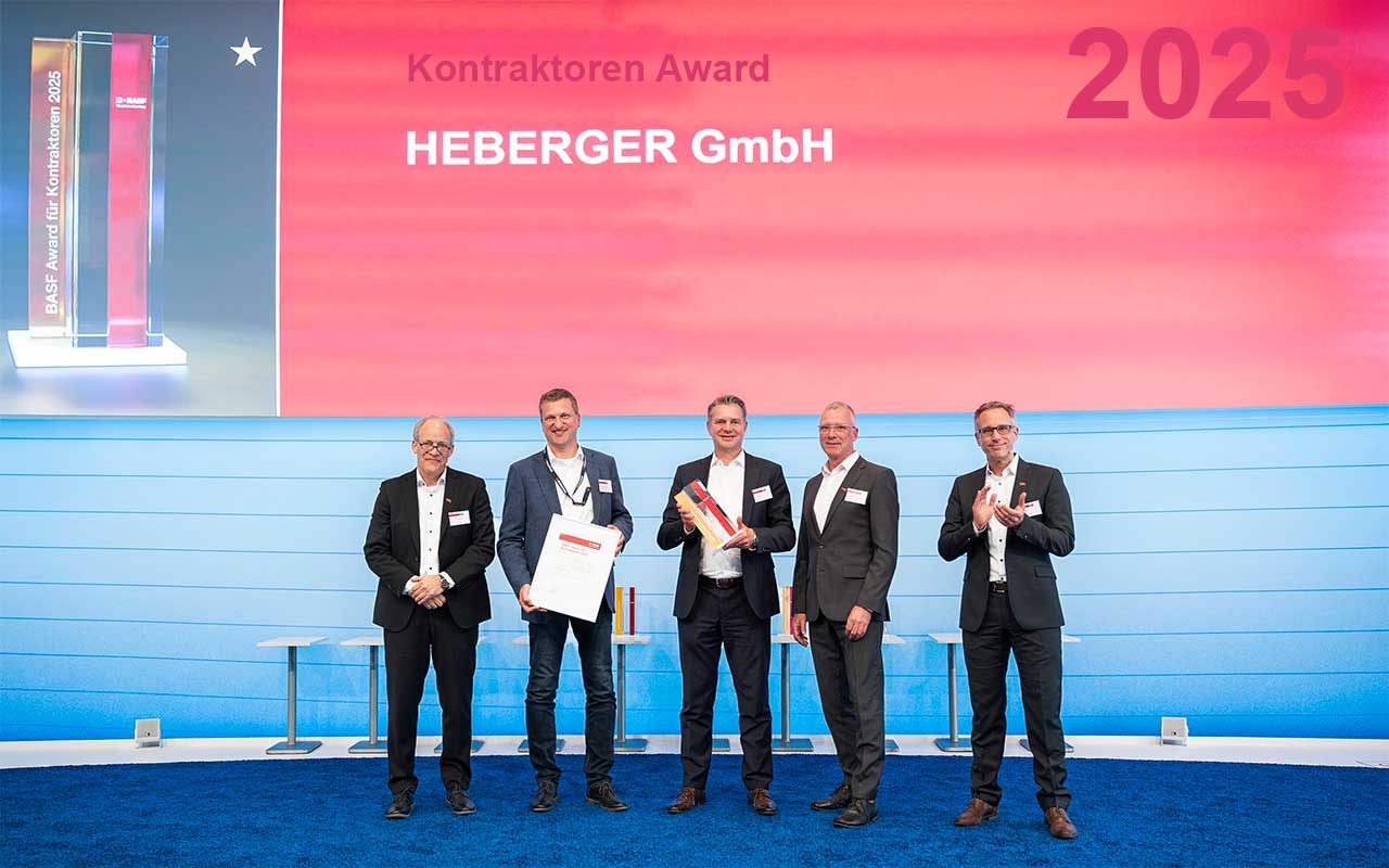 Auszeichnung für HEBERGER: Kontraktoren Award von BASF 2025 am Standort Ludwigshafen